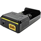 Nitecore NEW i2 Ak&uuml; Şarj Cihazı, Ak&uuml;l&uuml; Piller i&ccedil;in İki Yuvalı Şarj Cihazı, Ev ve Araba i&ccedil;in Şarj İstasyonu, Siyah