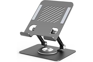 JOIOT Tablet Ständer Verstellbarer Tablet Halterung Tisch mit 360°Drehbarer Basis Aluminium Tabletständer Faltbarer Ipad Halterung Ständer Kompatibel mit Ipad Tablet iPhone bis 13 Zoll Schwarz