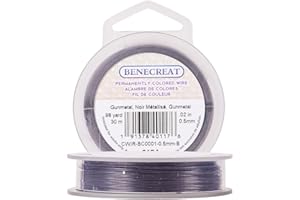 BENECREAT 30m 0.5mm Alambre de Cobre Cable Metálico Accesorios de manualidad para Diseño de Bisutería - Gunmetal Calibre 24