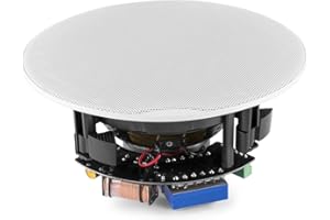 Power Dynamics PD FCS8 Ceiling Speaker System, Set of 4 Low Profile 8" 2-Way Coaxial Flush Mount Speakers, 160W, 100V/8 Ohm Audio, Magnetic Grille, Home, Shop & Commercial Installations, White