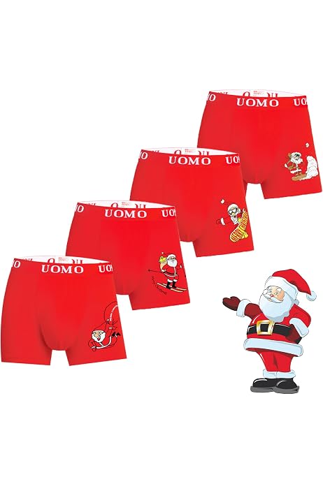 Boxer De Noël Pour Homme - Léger Et Confortable Avec Motif Gribouillage Amusant - Cadeau Drôle Pour Les Fêtes