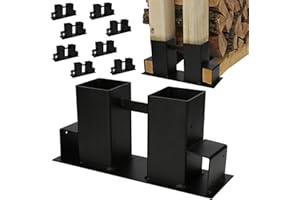 Ansobea Pomocnik do układania drewna na zewnątrz, zestaw 8 łożysk drewnianych, stojak do układania drewna opałowego, stabilny stojak do układania drewna opałowego, do wewnątrz i na zewnątrz, czarny