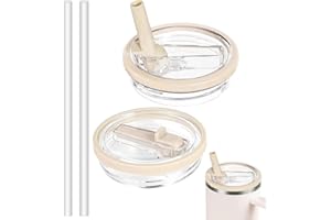 Bagtopia 40 OZ Tumbler Lid Replacement Compatible with Stanley Quencher, Leakproof Flip Straw Lids, Spill Proof Top Cover Compatible for Stanley Cup Accessories, 2 Pack, Cream