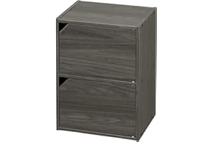 Iris Ohyama, Mobile contenitore/Mobile con ante/Mobile con ripiani/Libreria/Mobile con 2 ante, Modulare,Design, Ufficio, Casa - Module Shelf - MDB-2D - Quercia grigia