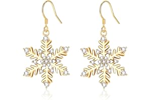 JEWTOP Weihnachtsgeschenke für Damen, Ohrringe Silber Gold Hängend Schneeflocke mit 3A Zirkonia Weihnachten Ohrhänger Goldene Hängende Ohrringe mit Anhänger für Frauen Mädchen