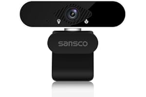 SANSCO 1080p Full HD Webcam with Microphone, Noise-Reducing, Plug and Play PC USB Web Camera for Video Calling, Recording, Online Study, Conference and Gaming with Rotatable Clip