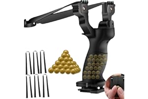 NWIWI Zwille Steinschleuder Set,Slingshot mit Verstecktem Magazin Clip–Fasst 25 8-9mm Tonkugeln,Sport Outdoor Schleuder mit 6 Gummiband Extra Stark Auf 80 cm Dehnen+ 400 Tonkugeln