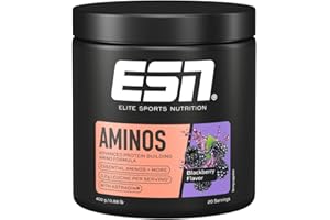 ‎ESN ESN AMINOS, Blackberry, 400 g, feines Amino-Pulver mit essentiellen Aminosäuren & Astragin, 3,2 g Leucin pro Portion, ideale Löslichkeit, vegan - made in Germany