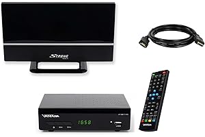 Sky Vision VT-92 DVB-T/T2 Reciever, Empfang Aller freien SD und HD DVB-T2 Sender, Digital, Full-HD 1080p, HDMI, SCART, Mediaplayer, USB 2.0, 2m HDMI Kabel, aktive DVB-T2 Zimmerantenne, Schwarz