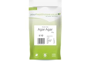 yourhealthstore Agar Agar 100g, Premium Quality, 900 Strength Powder, Vegan Gelatine, Gluten Free, Non GMO.