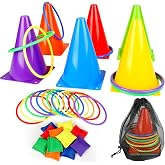 Aolso 31 Pieces 3 in 1 Set Set, Sand Bag Toss Games, Outdoor Hoop Toss Game with Training Cones for Outdoor, Birthday Party a