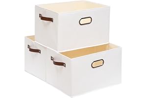 Yawinhe Set di 3 Scatola di Immagazzinaggio Pieghevole Cassetta di Archiviazione Piegatura Utilizzato per conservare Vestiti (43x30x26, Bianco)
