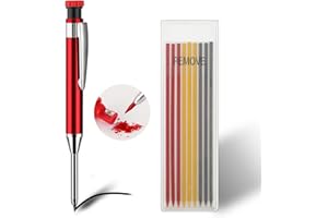 Amabro mechaniczne ołówki stolarskie z wbudowaną temperówką, solidne ołówki do obróbki drewna z 9 wkładami, narzędzia do znakowania głębokich otworów