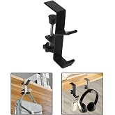 Microcase Ayarlanabilir &Ccedil;ift Başlı Masaya Monte Metal Taşıyıcı &Ccedil;anta Kulaklık Poşet Eşya vb. Tutucu-AL4788 Siyah
