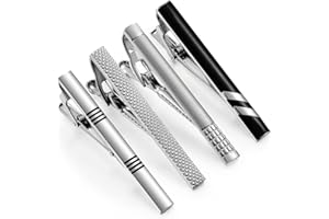 Wynameleri Multi-Pcs Tieclips Set for Men Tie Bar Clip Set for Regular Ties Necktie Wedding Business Clips with Box, Father's Day pre-sent, Silver Tie Bar & Gold Tie Clip for Men