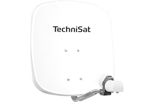 TechniSat DIGIDISH 45 – Satelliten-Schüssel für 2 Teilnehmer (45 cm kleine Sat Anlage - Komplettset mit Wandhalterung und Universal Twin-LNB) weiß