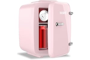 YASHE Mini Nevera, 4L Comética Pequeña Nevera para Dormitorio, CA 220V/ CC 12V para Coche, Enfriar y Calentar para Dormitorio, Portátil para Oficina, Escritorio (Rosa)