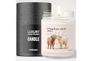 Highland Cow Gifts - Luxury Soy Wax Candle - Vanilla, Jasmine, Sugared Almond - Makester