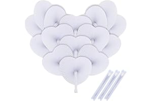 iZoeL Abanico Boda 48 Piezas Abanico Mano Blanco Abanico Boda Corazón Invitado Boda Regalo Decoración Boda Vintage (48 Piezas)