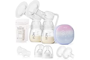 ‎NCVI NCVI Doppelte elektrische Milchpumpe, elektrische Brustpumpe 8122 mit 4 Modi & 9 Stufen, Stillpumpe mit 21/24mm Flansch, wiederaufladbare Milchpumpe für Zuhause & unterwegs, LED-Touchscreen