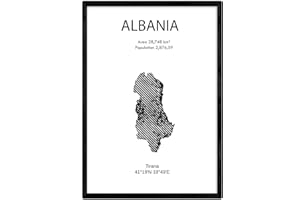 Nacnic Affiche de l'Albanie. Feuilles de pays et continents. format A4