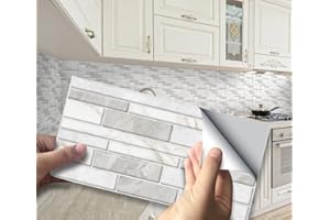 VIVILINEN Sticktiles piastrelle da parete in buccia e bastone per cucina, piastrelle da parete autoadesive, piastrelle da cucina adesive per la decorazione della cucina/bagno (grigio)