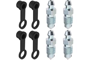 SHIGKEU 4 Pcs M10x1mm Bolt Bleed Screw with Dust Cap Hydraulic Brake Bleed Nipple Cap Bolt Bleed Screw for Motorcycle Master and Car Cylinder Caliper