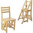 HYGRAD BUILT TO SURVIVE Innovative Creative Transforming Folding Fold Up Library Steps Step Ladder Chair Kitchen Office Use Natural Bamboo Colour Reversible Portable Chair Stool