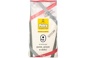 MOLINO QUAGLIA Petra n. 9 - Farina integrale di grano tenero, per pane, dolci lievitati, pasta fresca, frolla, pan di spagna, masse montate, pizza. Pacco da 5kg