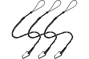 CYSKY Tool Lanyard 3pcs Correa de herramienta de seguridad retráctil con mosquetón de bloqueo de aluminio y extremo de bucle ajustable, límite de peso máximo 16 kg / 35 lb