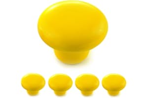 Ganzoo Möbelknöpfe 4er Set aus Porzellan/Keramik gelb – Möbelgriff Türknauf Schrankgriff Schrankknopf Möbelknauf – Knauf & Griff in Vintage Shabby Landhaus Antik für Möbel Schublade Schrank by