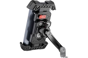 Grefay Uchwyt Motocyklowy na Telefon【2024 Podwójne Tłumienie Drgań】 Uchwyt na Telefon do Lusterka Wstecznego Motocykla z Obrotem 360 dla Smartfonów 4,5-7,2 Cala