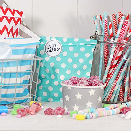 25 Frau Wundervoll Papiertüten türkis, weiße Punkte / Geschenktüten Kindergeburtstag / Candy Paper Bags / Candy Bag / Candy Bar - 5