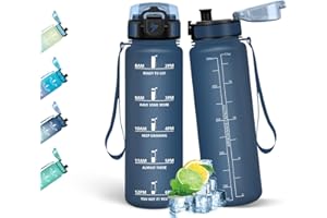 HoneyHolly Botella Agua, 500ML, A Prueba de Fugas Cantimplora, Libre de BPA Botella Agua para Niños, con Marcador de Tiempo, Cantimplora para Correr, Trabajar, Ir a La Escuela, Andar en Bicicleta