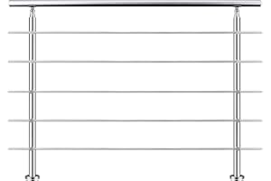 AICA SANITAER AICA Barandilla de escalera de acero inoxidable - pasamanos de escalera para interior y exterior escaleras, parapeto, balcón (180 cm 5 barras transversales ）