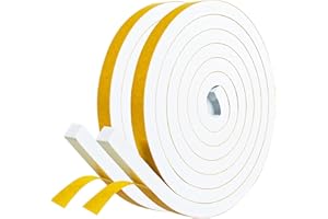 fowong Joint Isolation Fenêtre - Joint Adhésif Porte Entrée - Anti Froid Isolant du Vent - 2 Rouleaux x 12mm(l) x 12mm(H) x 2m(L) Total 4m - Isolation Phonique Protection Velux Table Placard, Blanc