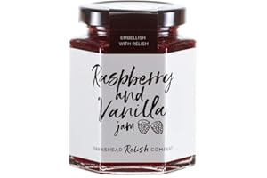 Hawkshead Relish Company Raspberry & Vanilla Jam - Handmade with Fresh Raspberries and Vanilla | Rich and Vivid Flavour | Preservative & Gluten-Free | Suitable for Vegetarians & Vegans - 225g