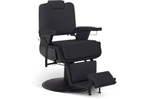 Barberpub Poltrona da parrucchiere con poggiatesta inclinabile, attrezzatura per parrucchieri con pompa idraulica girevole a 360°, poltrona di servizio regolabile in altezza, 3823 (nero)