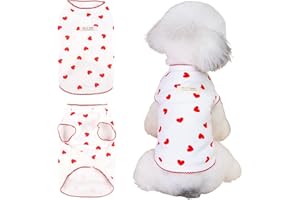 FNAOBAI Maglietta Smanicata Estiva per Cani Piccoli e Gatti - Top con Cuori Stampati, Vestito Elastico Senza Maniche per Chihuahua/Yorkie/Gatti