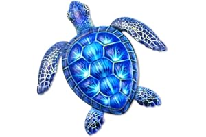 BETINYAR 12Inch Large Turtle Wall Decor, Sea Turtle Ocean Hanging Sculpture, Metal Marine Life Theme Wall Decoration for Bathroom Bedroom Swimming Pool (blue)