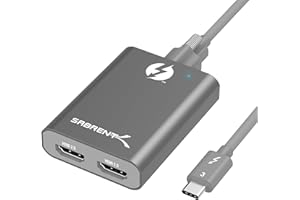 Sabrent USB Type-c Thunderbolt 3 a 2 HDMI, Adattatore da USB C a HDMI, Convertitore USB C a HDMI, risoluzioni 4K a 60Hz, cavo staccabile e bloccaggio a vite,per PC,Notebook,Tablet,MacBook (TH-S3H2)