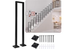 JHYCCDD Corrimano Per Scale Interne, Corrimano Scale, Corrimano Per Scale Esterne di U, Passamano Per Scale Interne, Ringhiere Per Esterni Nero, Corrimano, Per Balconi Corridoi(U-nero, 100CM)