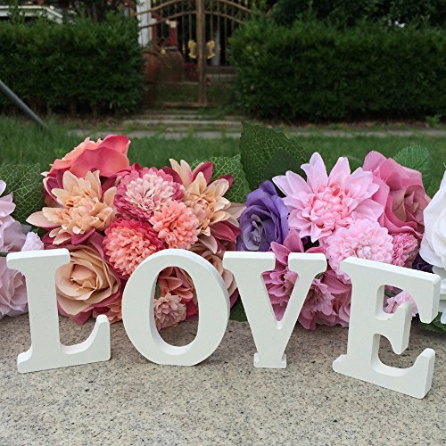 Mr & Mrs Love Hochzeit Deko Holzbuchstaben Tischdeko Ehe Zimmer Deko Wedding Decoration LianLe (Weiß Love) - 7