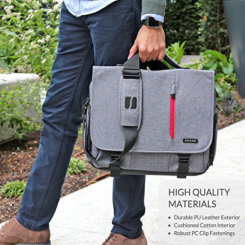 Laptoptasche, Snugg – Graue Notebooktasche – Umhängetasche für Laptops mit einer Bildschirmdiagonale von bis zu 15.6 Zoll - 2
