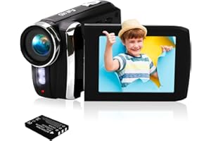 Vmotal Videokamera GDV8250 Wiederaufladbare Digitalkamera FHD 1080P 24MP Camcorder 270 Grad LCD Drehbarer Bildschirm, Camcorder für Kinder/Jugendliche/Studenten/Anfänger/ältere Menschen
