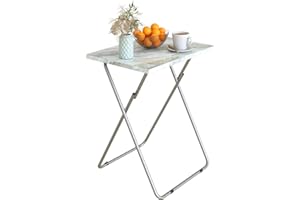 Huhote Beistelltisch Klappbar, Klappbar Tablett Tisch,Kleiner tabletttisch, klapptisch Snack Tisch, Foldable Table, Kleiner Beistelltisch Outdoor, Für Wohnzimmer,Grauer Marmor, 37x47x66cm
