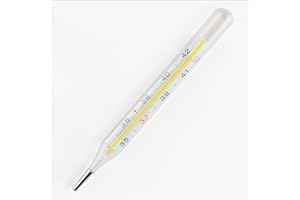 ETRADEMART Mercury Thermometer – Accurate Glass Body Temperature Thermometer for Fever – Reusable Clinical Thermometer for Kids & Adults – Oral, Underarm & Rectal Use – Home, Clinic & Travel Use