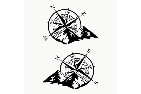 Autodomy Autocollants Boussole Monde Rose des Vents Pack de 2 Unités 27x20 cm | Autocollant Camping Car Résiste la Pluie et Soleil | Stickers Voiture, Moto, Van