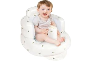 Alaoo Inflatable Baby Seat, Toddler Floor Seat with Built-in Air Pump, Portable Baby Seat Aid with Back and Neck Support for Babies from 3 Months Travel/Feeding/Learning Sitting Bear