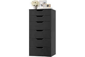 ‎FOREHILL FOREHILL Kommode mit 6 Schubladen, Schubladenschrank schmal Schubladenkommode für Schalfzimmer, Wohnzimmer, Büro, Flur, 45x40x90,5 cm, schwarz